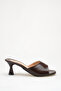 Black Patent Leather Thin Heeled Women's Slippers Elegant Single Strap Casual Evening Dress Shoes - 3