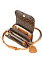 Women's Monogram Patterned Multi-Compartment Bag with Heart Accessories, Flap Closure, Zipper Closure, Adjustable Shoulder Strap - 5
