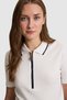 Women's Cream Polo Collar Zipper Detailed T-Shirt 50324921-Vr256 - 2