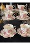 Premium Porcelain 6-Person White Coffee Cup Set with Flower Figures 90 ml - 4