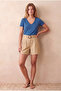 Women's Turquoise Blue Cotton / Elastane Blended Regular Fit V-Neck Short Sleeve T-Shirt Delaney - 2