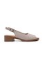 45247 Genuine Leather Beige Women's Heeled Shoes