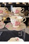 6-Piece Flower-Patterned Porcelain Coffee Cup Set 90 ml Y - 3