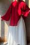 Balon Sleeve Red Thalia Chiffon Blouse - 3