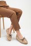 Beige Genuine Leather Women's Loafer Shoes with Tassel Bow Detail and Non-Slip Sole Silya - 3