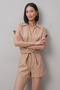 Women's Double Linen Set Knot Detailed Blouse and Shorts Set