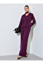 Purple Long Sleeve Blouse with Scarf Detail - 2