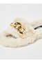 Chain Detail Faux Fur Bedroom Slippers - 5