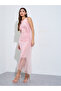 Pink Bodycon Midi Dress with Tulle Detail