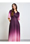 Ombre Print V-Neck Short Sleeve Maxi Dress - 3