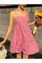 Rochie scurta, Alb/Rosu