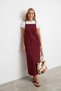 Women's Burgundy Adjustable Strap Long Jean Dress Alc-X15573 - 4