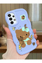 Samsung Galaxy A73 Compatible Case Camera Protector Blue Silicone Couple Phone Case Kitty Pattern
