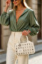Women's Knitted Patterned Beige Hand and Shoulder Bag with Cross Strap Premium Design