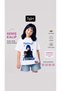 Manifest Zoktay Wig Set Printed T-Shirt + Black Shorts Skirt (Skirt Is Thin Fabric) + Zoktay Hair Wig + Face Stone Set Party Concert Birthday - 4