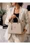 Women's Stylish Silver-Gold Tasseled Lined Bag with 2 Compartments and Adjustable Strap for Hand and Shoulder Use - 5