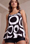 New Season Women's Strappy Round Neck Patterned Diver Blouse and Leggings Two-Piece Set - 2
