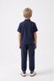 Cotton Muslin Fabric Summer Long Pants Short Sleeve Casual Set M00842 Dark Blue - 4