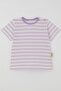 Girl's Short Sleeve T-Shirt with Patchwork Stripes 1-3 Years Old, Lilac