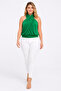 Women's Plus Size Green, Draped Hanging Neck, Neck Tie Short Blouse 65N39577 - 5