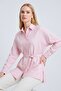 Pink Slit Detailed Belted Oversize Fit Long Shirt - 3