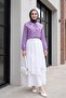 Elastic Waist Asymmetrical Ruffled Lined Voile Skirt -White - 4
