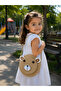 Children's Teddy Bear Straw Shoulder Bag Cute Mini Bag with Cross Strap - 3