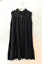 Black Shirt Collar Sleeveless Buttoned Skirt Ruffle Casual Muslin Woven Dress 105 65 - 2