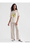 Two Mt Shop Quality Xside Beige Combed Cotton Printed Oversize Short Sleeve Women's T-Shirt - 2