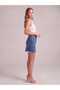 Blue Mini Skirt with Tassels at the Hem Denim Skirt - 5