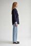 Dark Blue Fine Line Tie Detail Shirt - 3