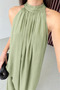 Women's Halter Neck Lace Maxi Summer Loose Dress - 4