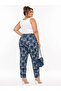 High Waist Floral Patterned Tube Leg Women's Trousers - 4