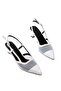 Zri̇n-607 Premium White Daily Mesh Open Back 7 cm Heeled Shoes - 2