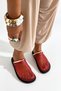 Esencia Red Gold Buckle Detail Mesh Women's Slippers - 3