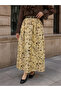 Belt Detail Floral Pattern Skirt-Yellow