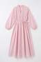 Voile Button Detail Pleated Dress 5007 - PINK - 5