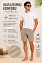 Stone Gray Terry Fabric Comfortable Fit Men's Combed Cotton Shorts with Elastic Waist and Drawstring // 9001-Stone - 2