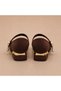 Brown Stone Buckle Satin Short Heel Women's Ballet Shoes - 5