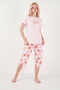 Patterned Cotton Crew Neck Capri Pajama Set Pajama Set 65790787 - 5