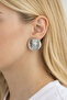 Circular Motif Silver Color Earrings - 2