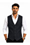 Men's V-Neck Vest Navy Blue Checked 54113 - 2
