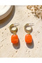 Colorful Natural-Looking Stone Detailed Gold C Hoop Earrings Suitable for Daily and Special Occasion Combinations Women's Earrings - 6
