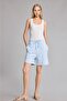 Elastic Tie Waist Pocketed Bermuda Shorts F7997Ax26Hs