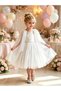 Lycra Tulle Waist and Shoulder Stone Strap Sleeve Detailed Puffy Princess Birthday Wedding Special Occasion Party Show Dress