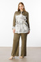 Shirt Collar Pocket Cover Tunic Khaki
