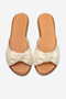 Genuine Leather Women's Crema Bow Slippers Light Beige Summer - 2