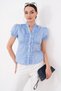 Women's Short Sleeve Shirt with Ruffle Collar 260460