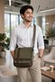 Canvas Look Faux Leather Messenger Bag - 14 Inch Laptop, Shoulder Bag, Casual and Office Use - 3