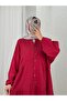Nurperi Muslin Casual 6-Button Dress-Na2416 Red - 2